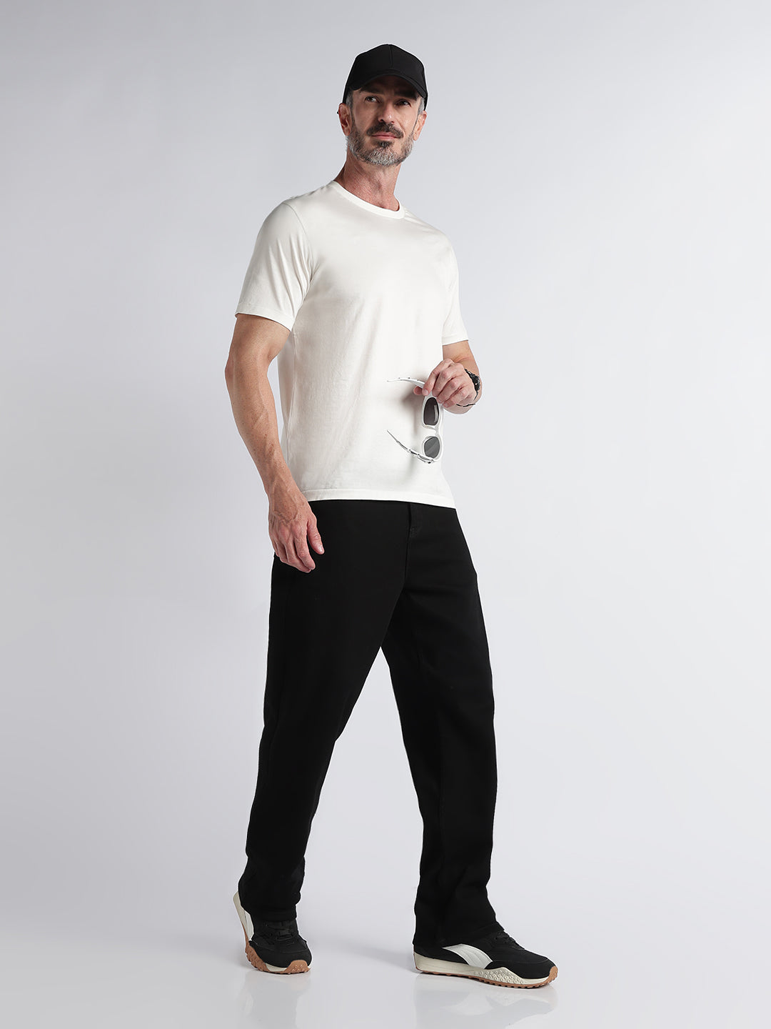 Pima Cotton T-Shirt for Men Round Neck Half Sleeve-White
