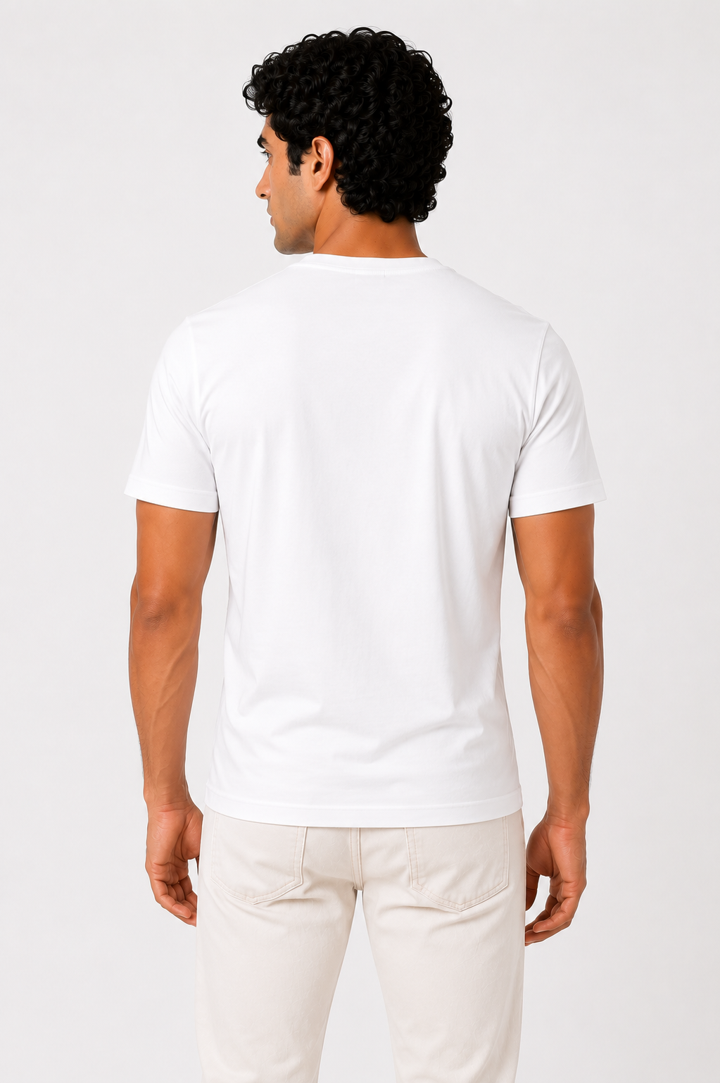 Pima Cotton T-Shirt for Men Round Neck Half Sleeve-White
