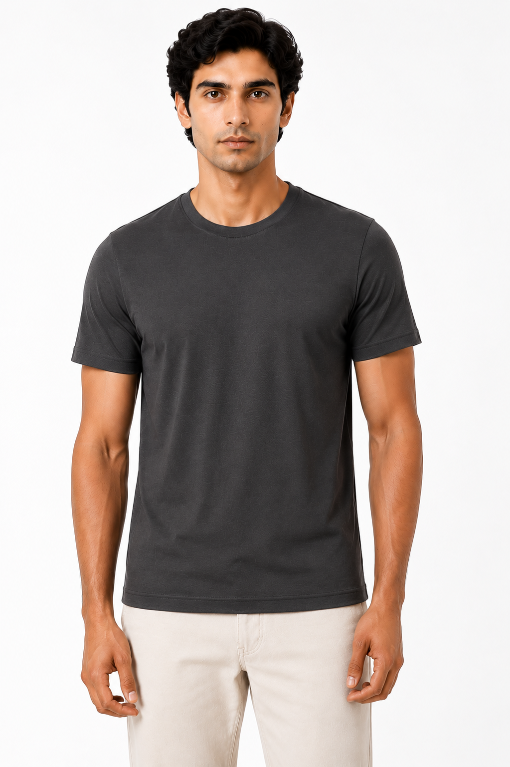 Pima Cotton T-Shirt for Men – Round Neck- Half Sleeve- Grey