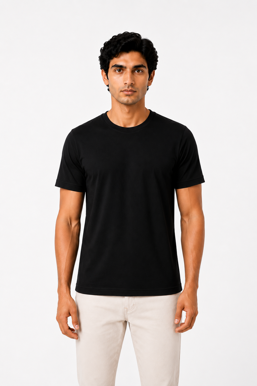 Premium Pima Cotton T-Shirt for Men – Half Sleeve Round Neck-Black